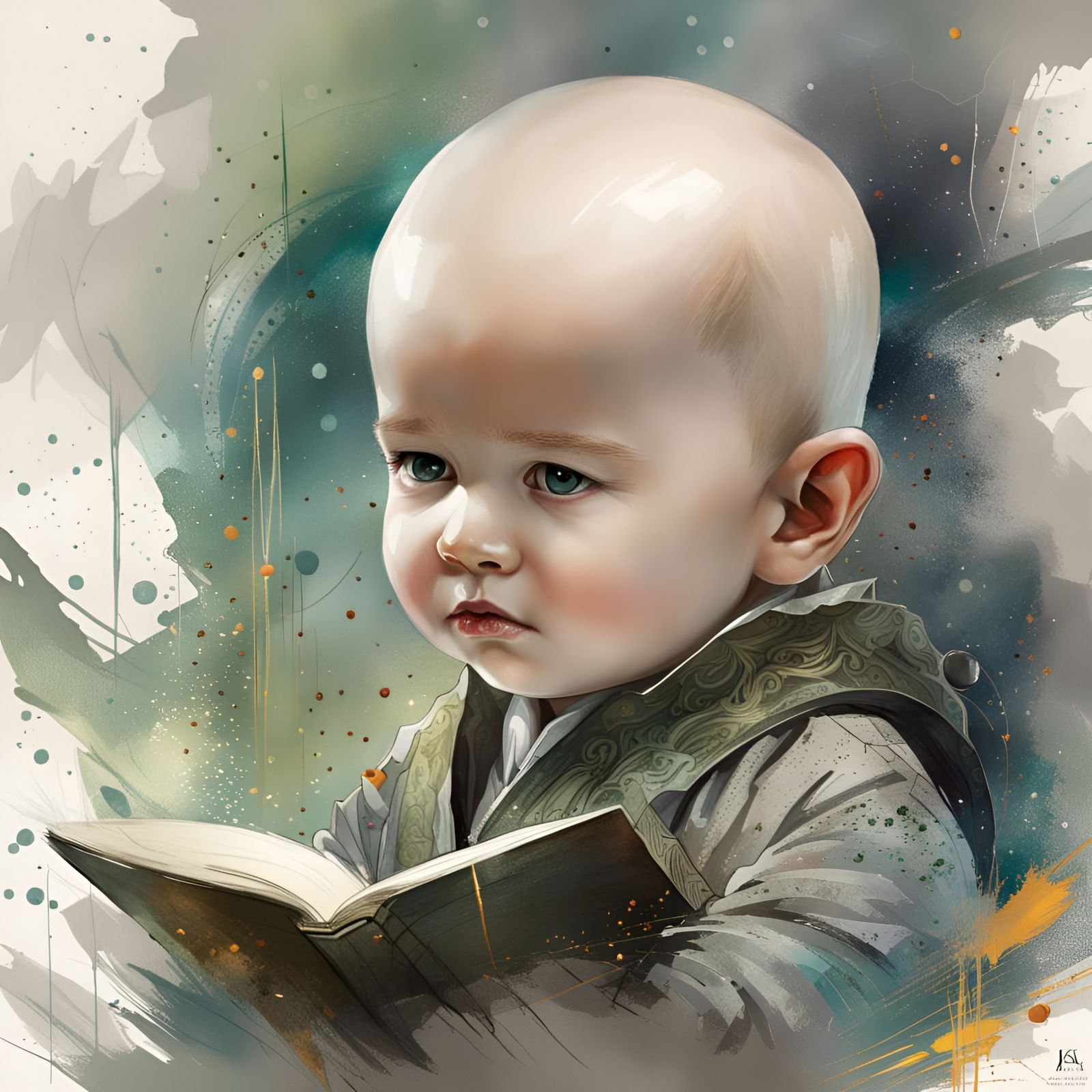 Adorable Toddler Voldemort Portrait, Digital Art