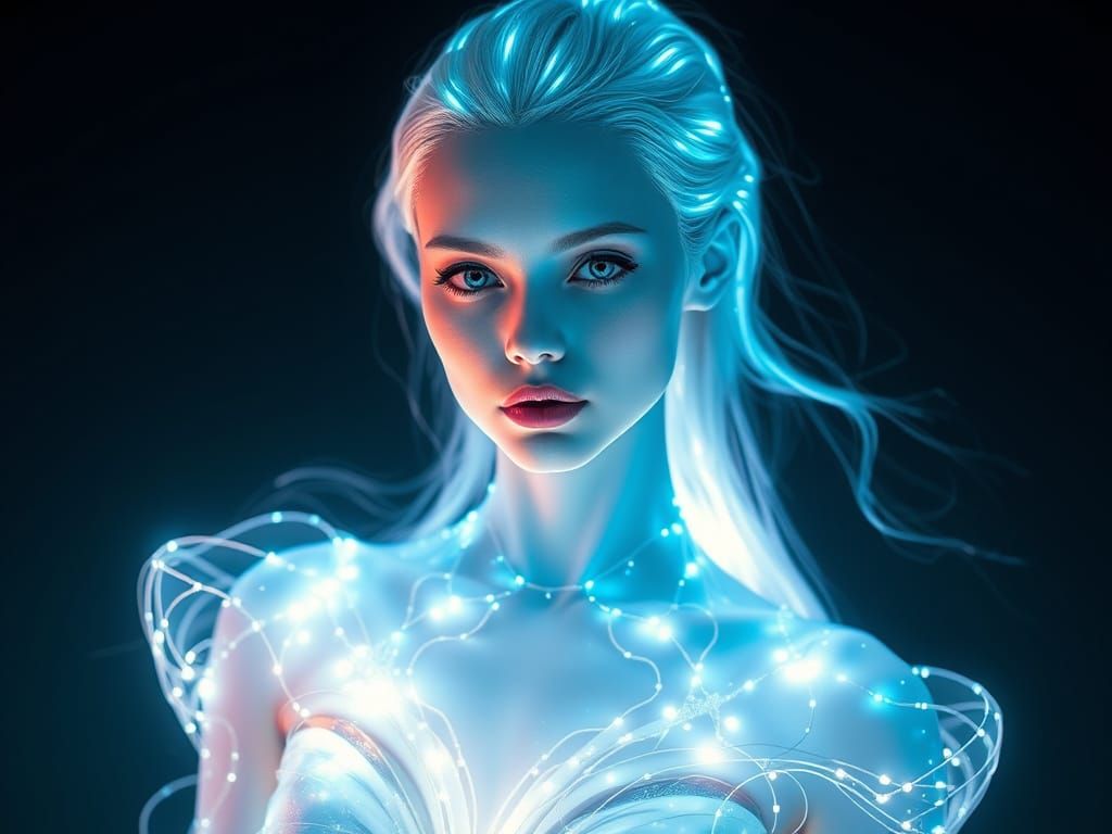 Ethereal Alien Goddess with Iridescent Beauty