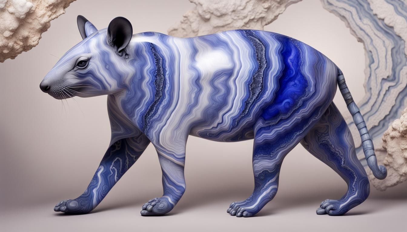 Anthropomorphic Marsupial with Lapis Lazuli and Agate