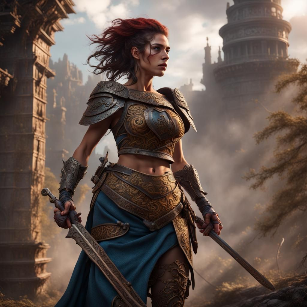 Fifteenth Century Woman Warrior: Detailed Matte Painting