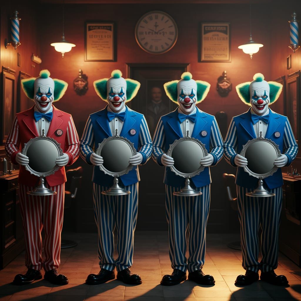 Eerie Clown Barbershop Quartet in Vintage Style