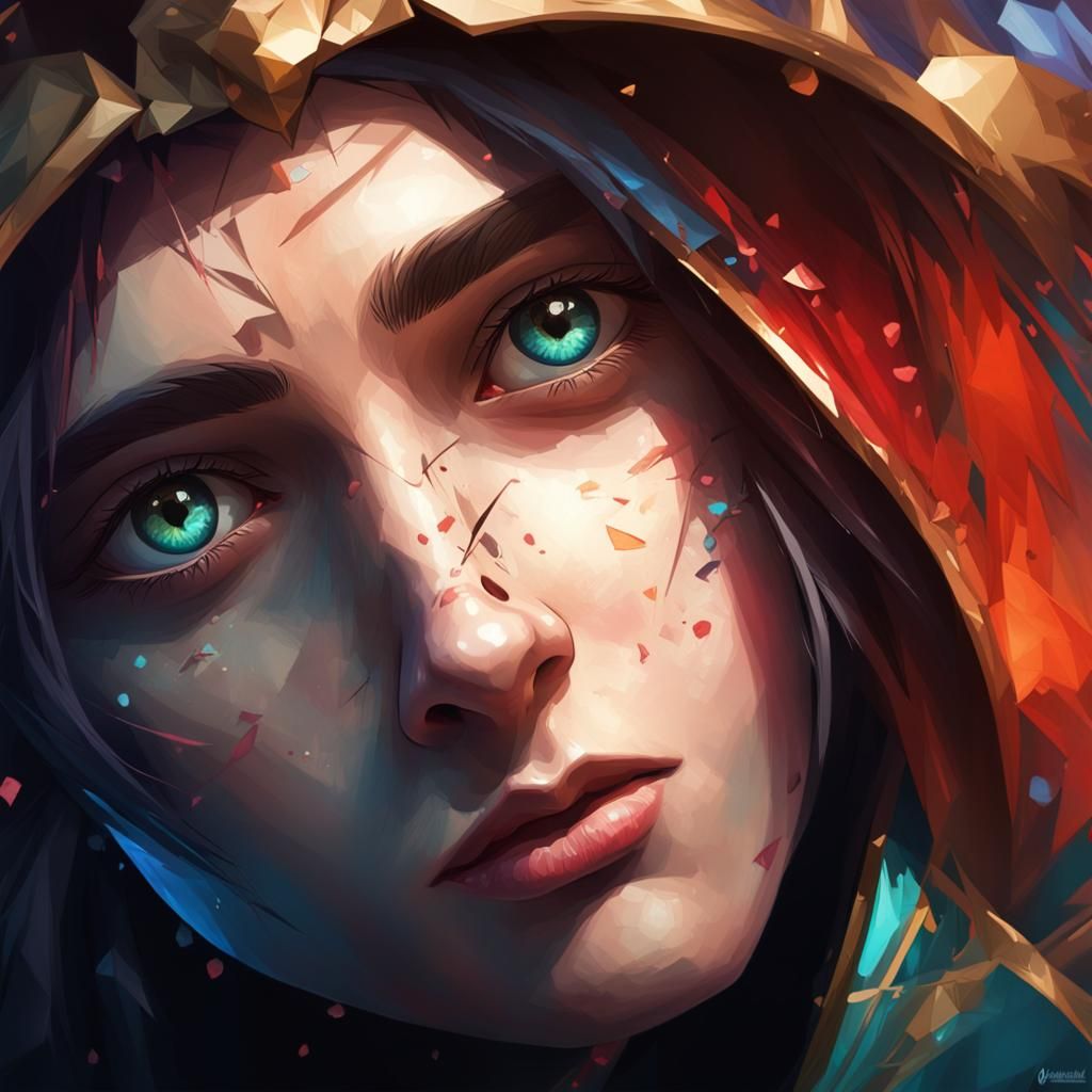 Sadness Portrait in Detailed Art Style