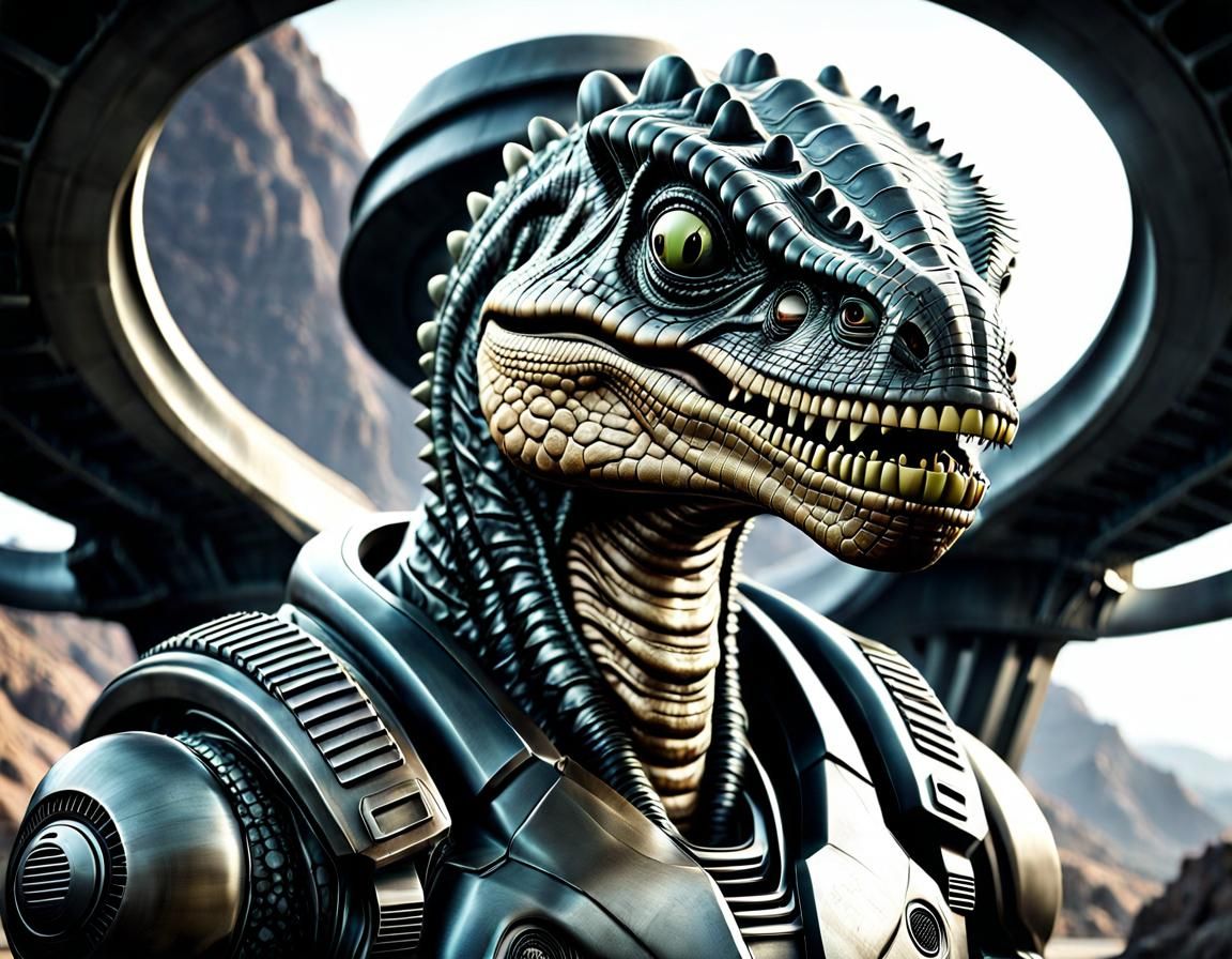 Alien Officer Portrait on Starship Bridge