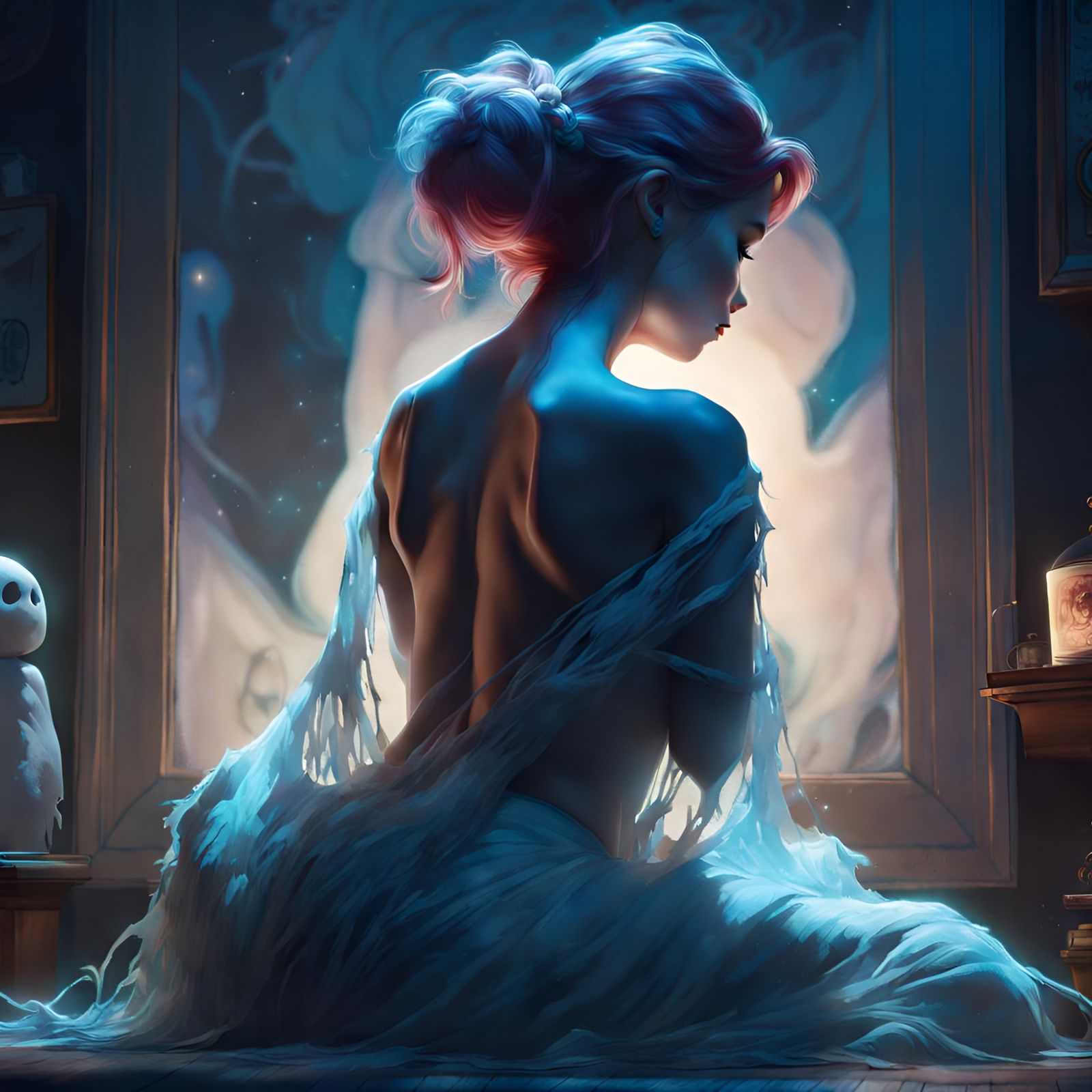 Moonlit Ghost with Big Booty: Digital Pin-Up Art