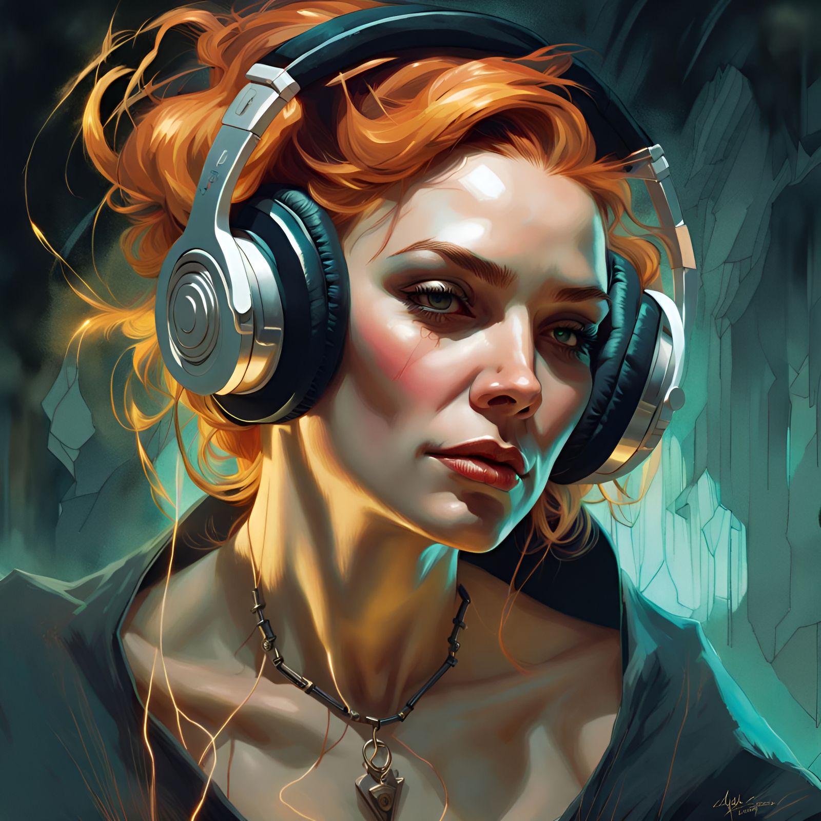 Gorgeous Witch with Headphones Portrait