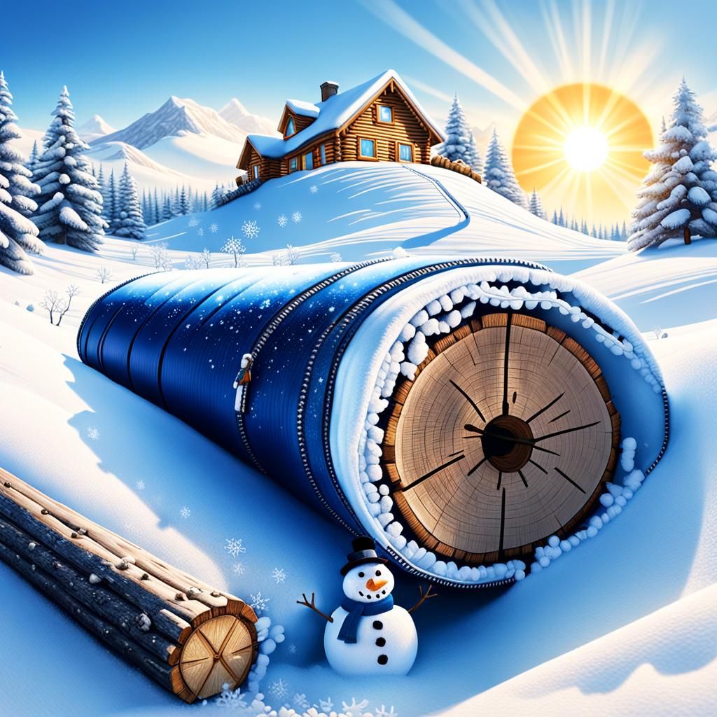 Winter and Summer Divide in Surreal Digital Art