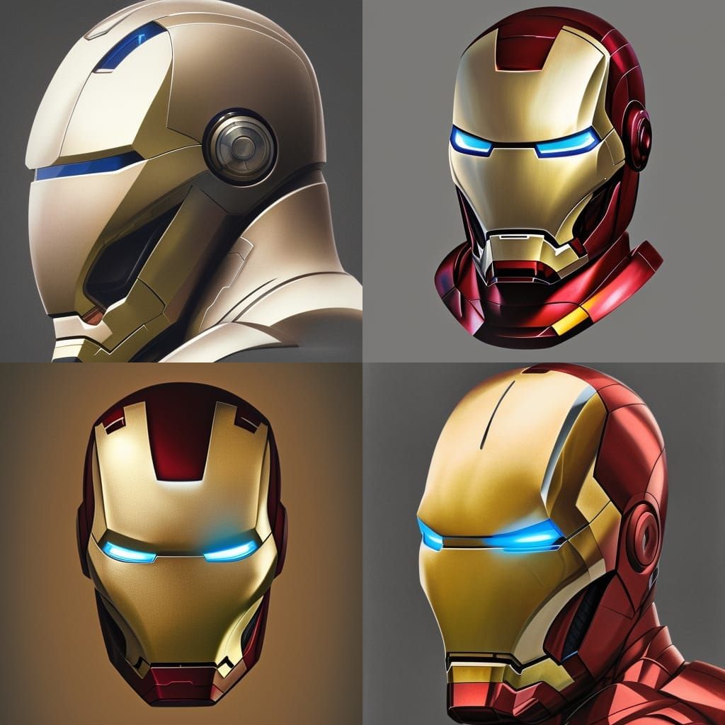 Photorealistic Iron Man Helmet Portrait
