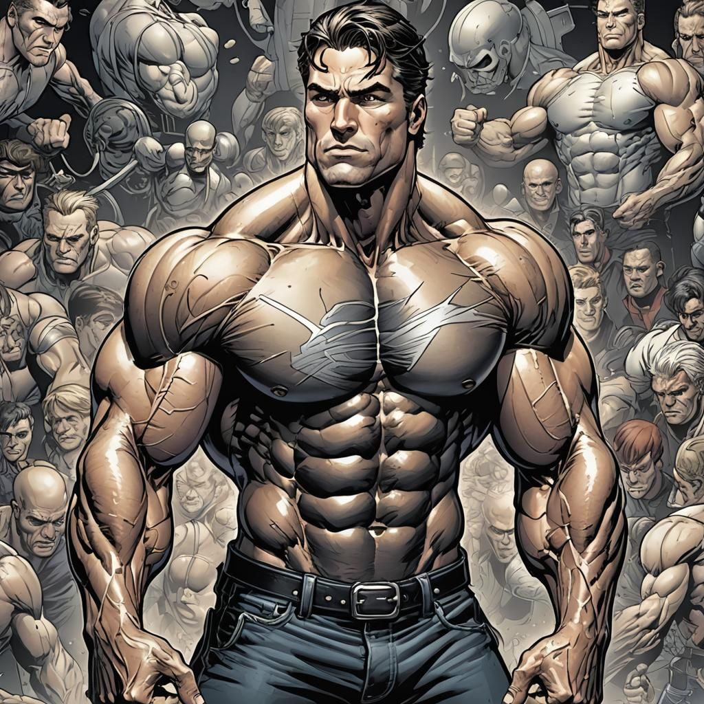 Comic Book Style Gay Muscle Illustration