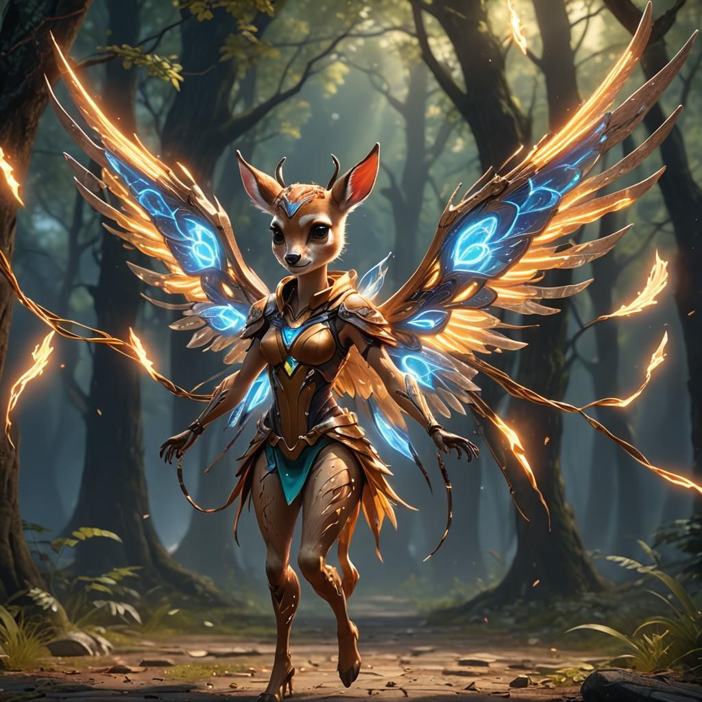 Fawn Girl with Electric Wings: Fantasy Concept Art