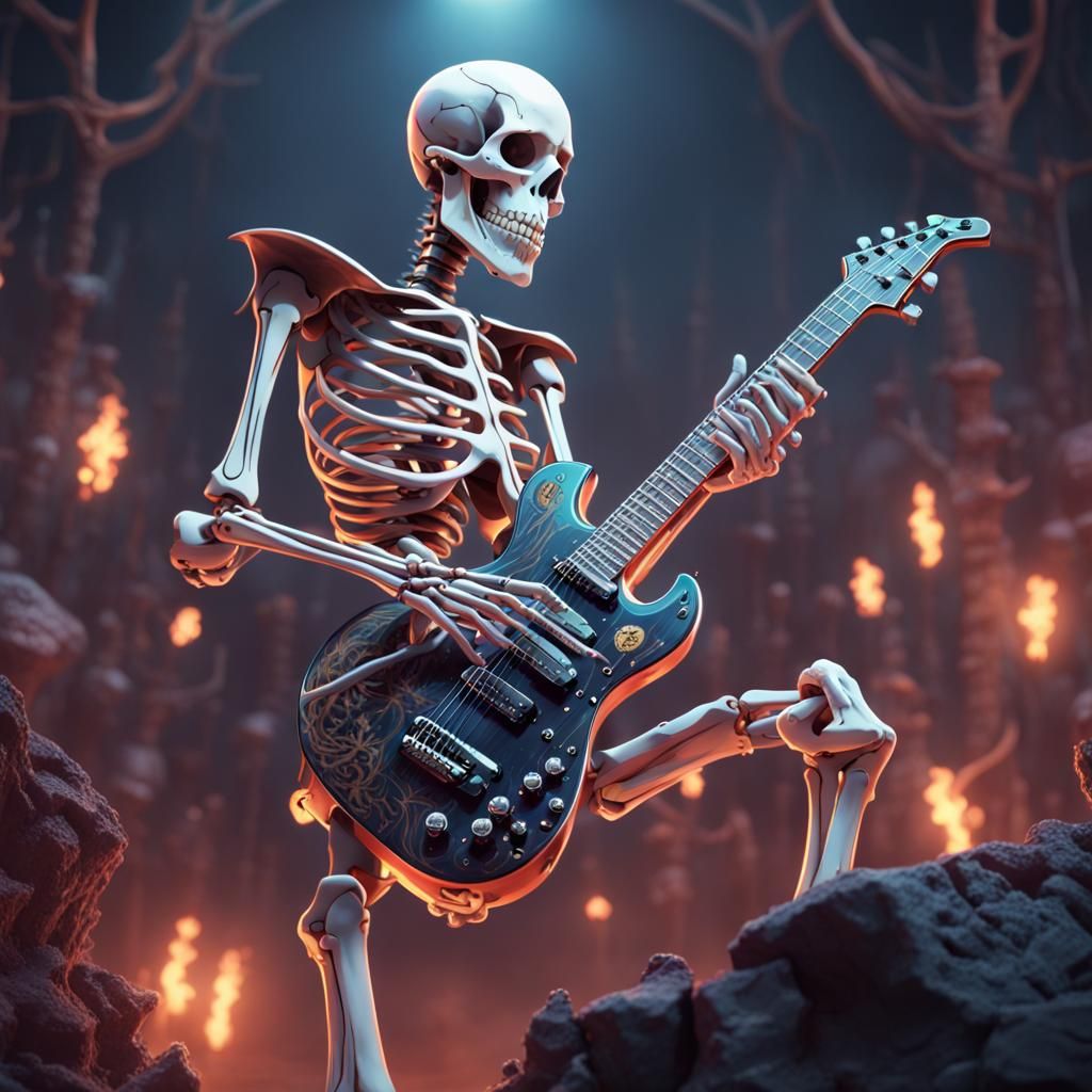 Anime Skeleton Rock and Roll Art