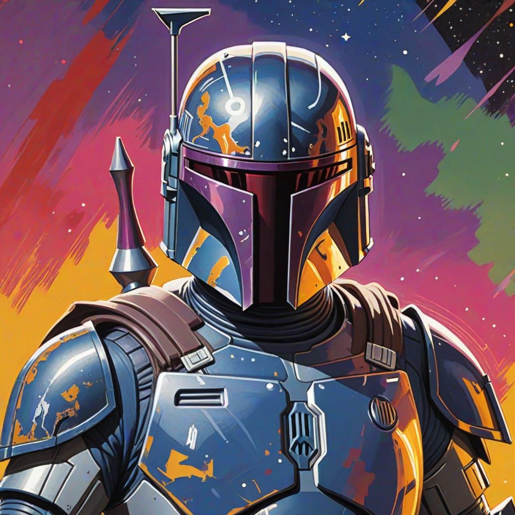Jango Fett Armor in Comic Book Art Style