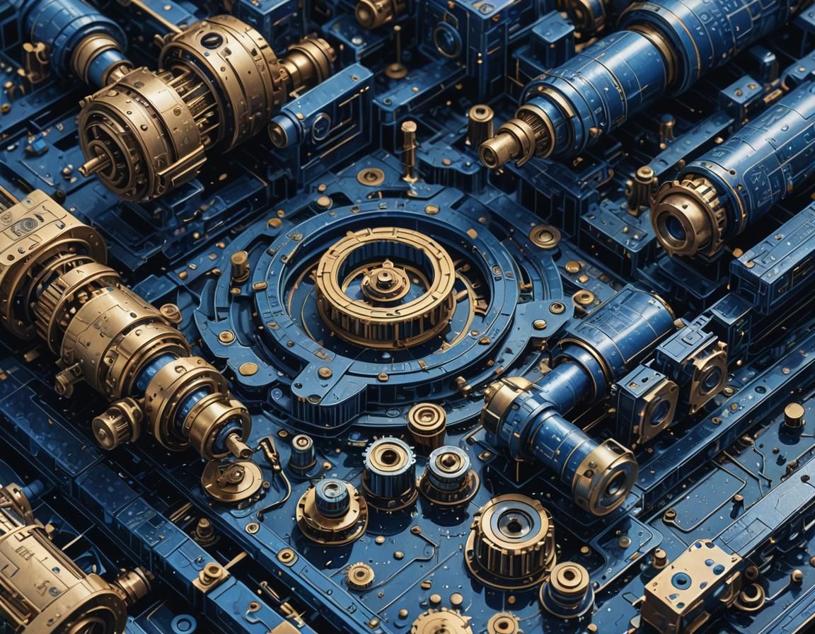 Pointillism Double Exposure: Mechanical Components Emerge