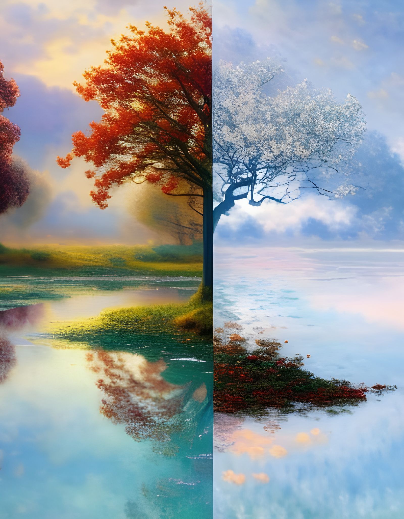 Four Seasons Tree: A Matte Painting