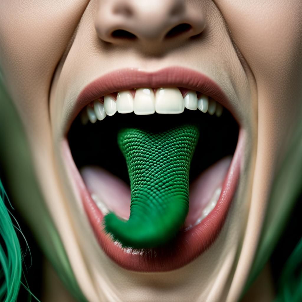 Surreal Portrait of Woman Screaming Cobra