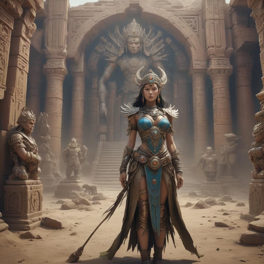 Malicious Deity in Pagan Temple, Matte Painting