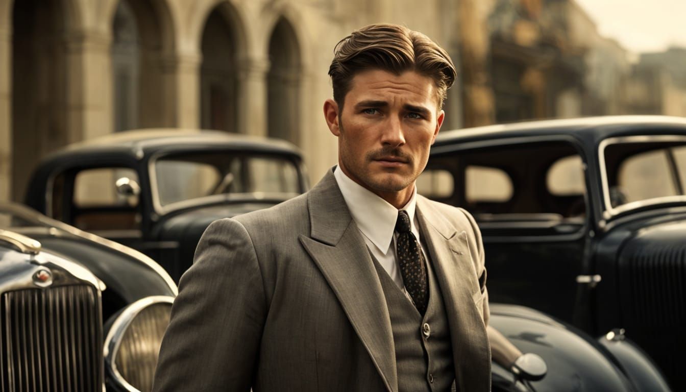 1930s Gangster Portrait in Photorealistic Style