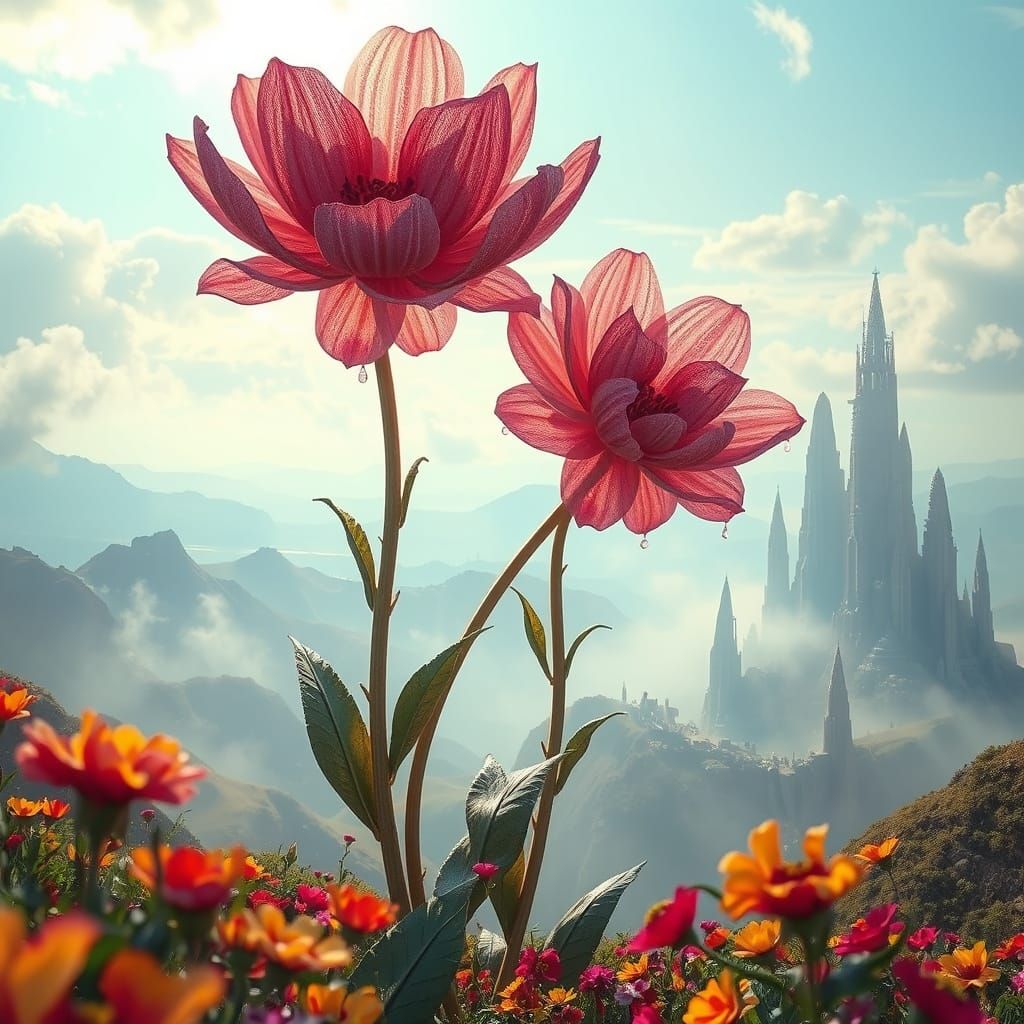 Epic Floral Landscapes in Vibrant, Maximalist Style