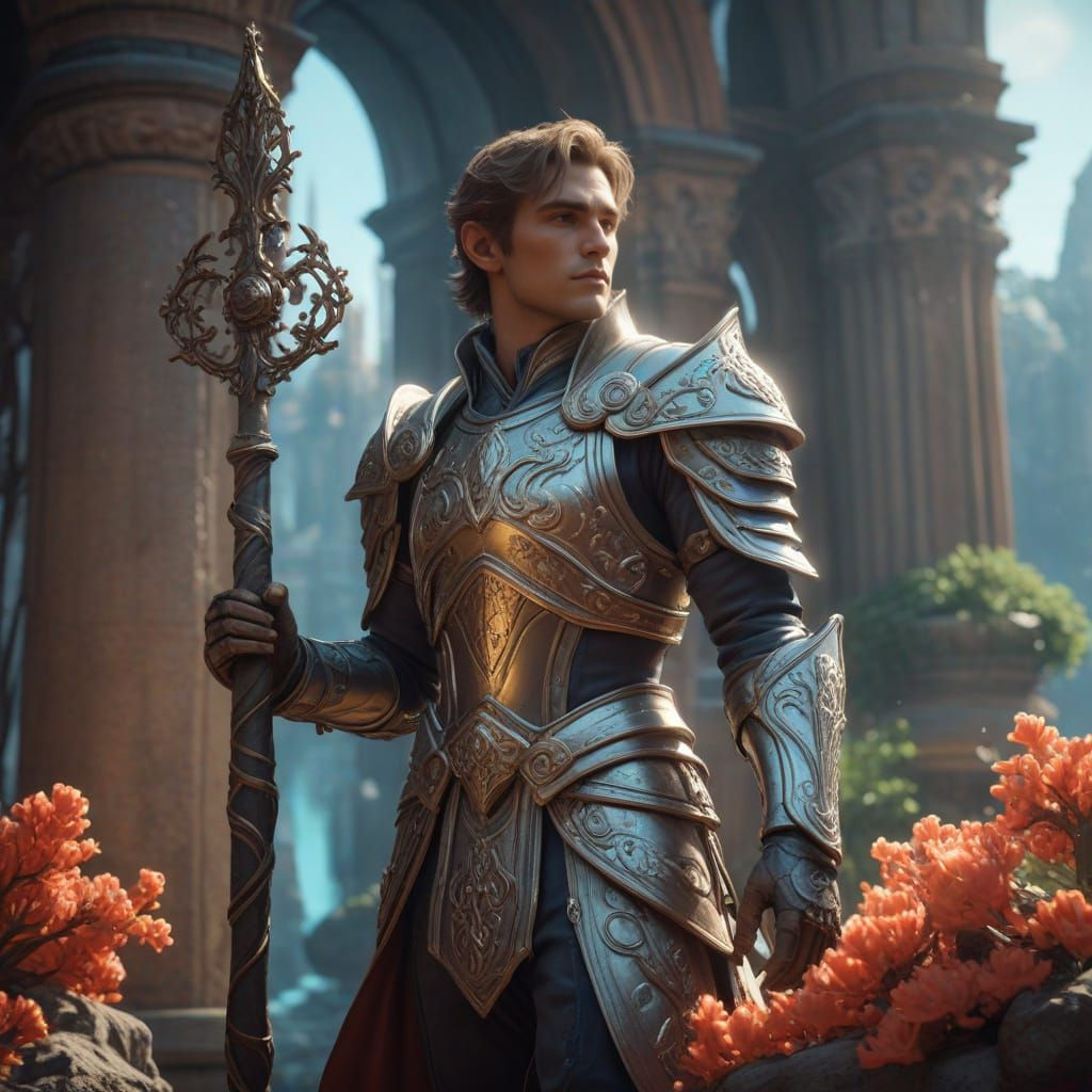 Regal Elven Warrior in Shimmering Silver Armor