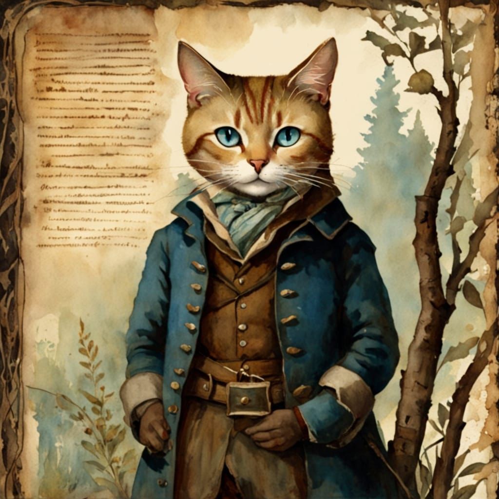 Whimsical Cat Embarks on a Vintage Adventure