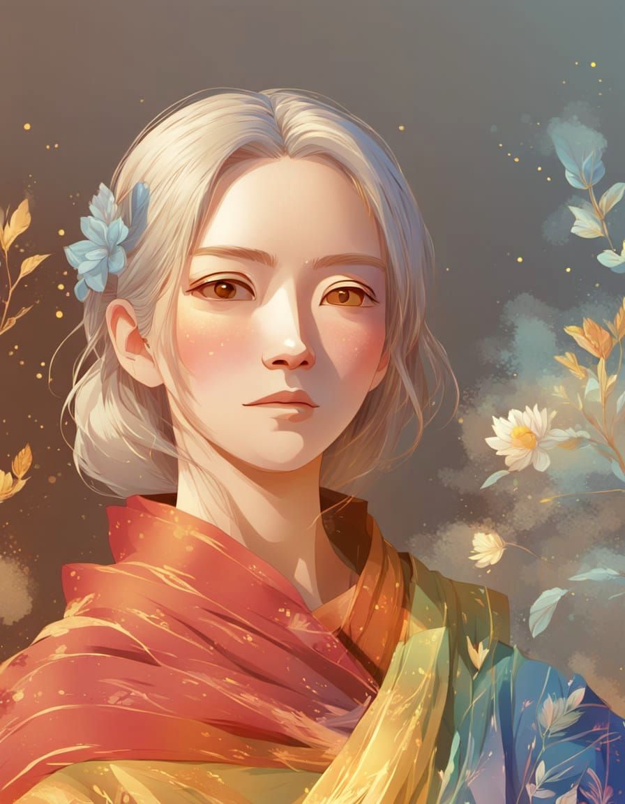 Dreamy Anime Woman in Manga Key Visual Style