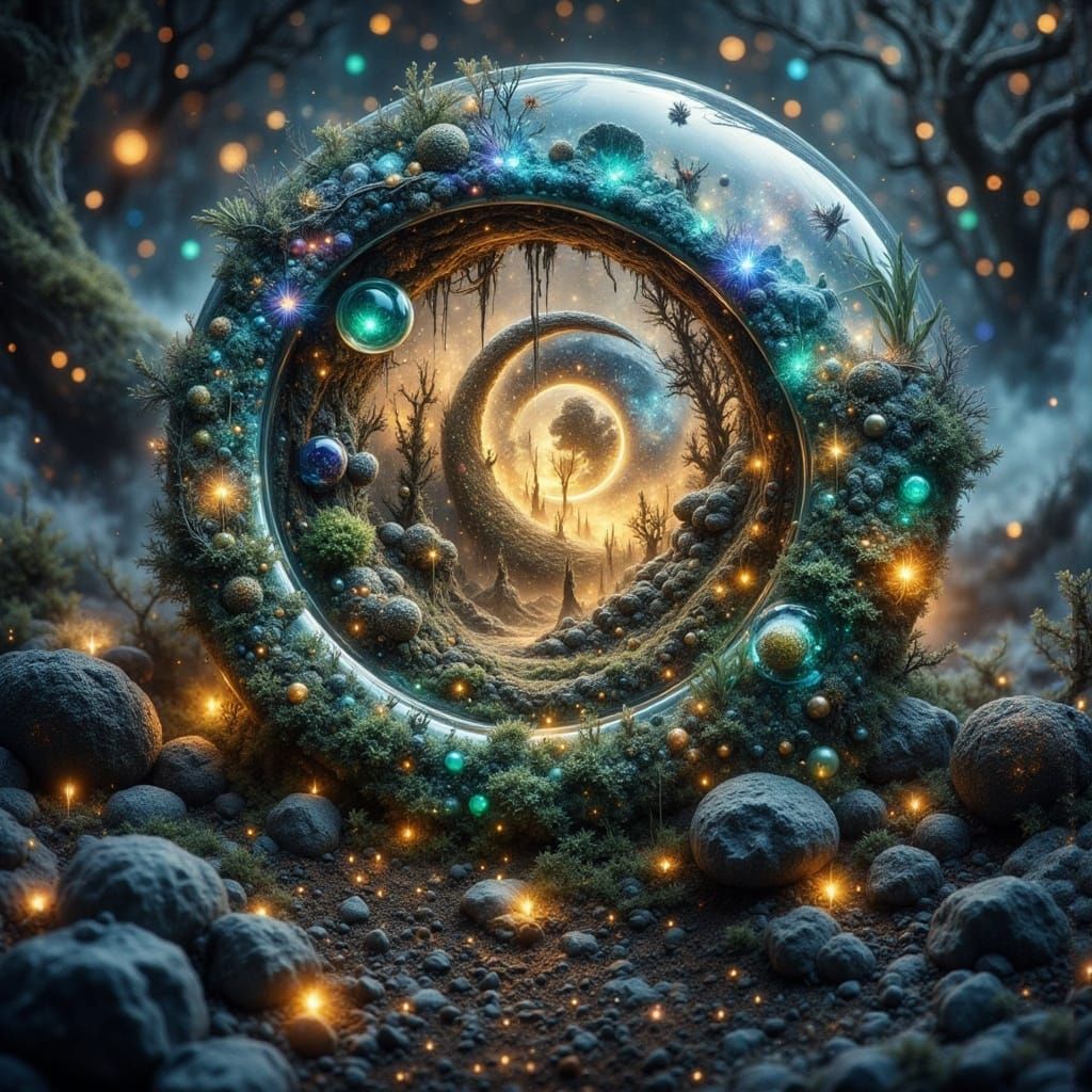 Enchanted Galaxy Forest Inside a Resin Ring