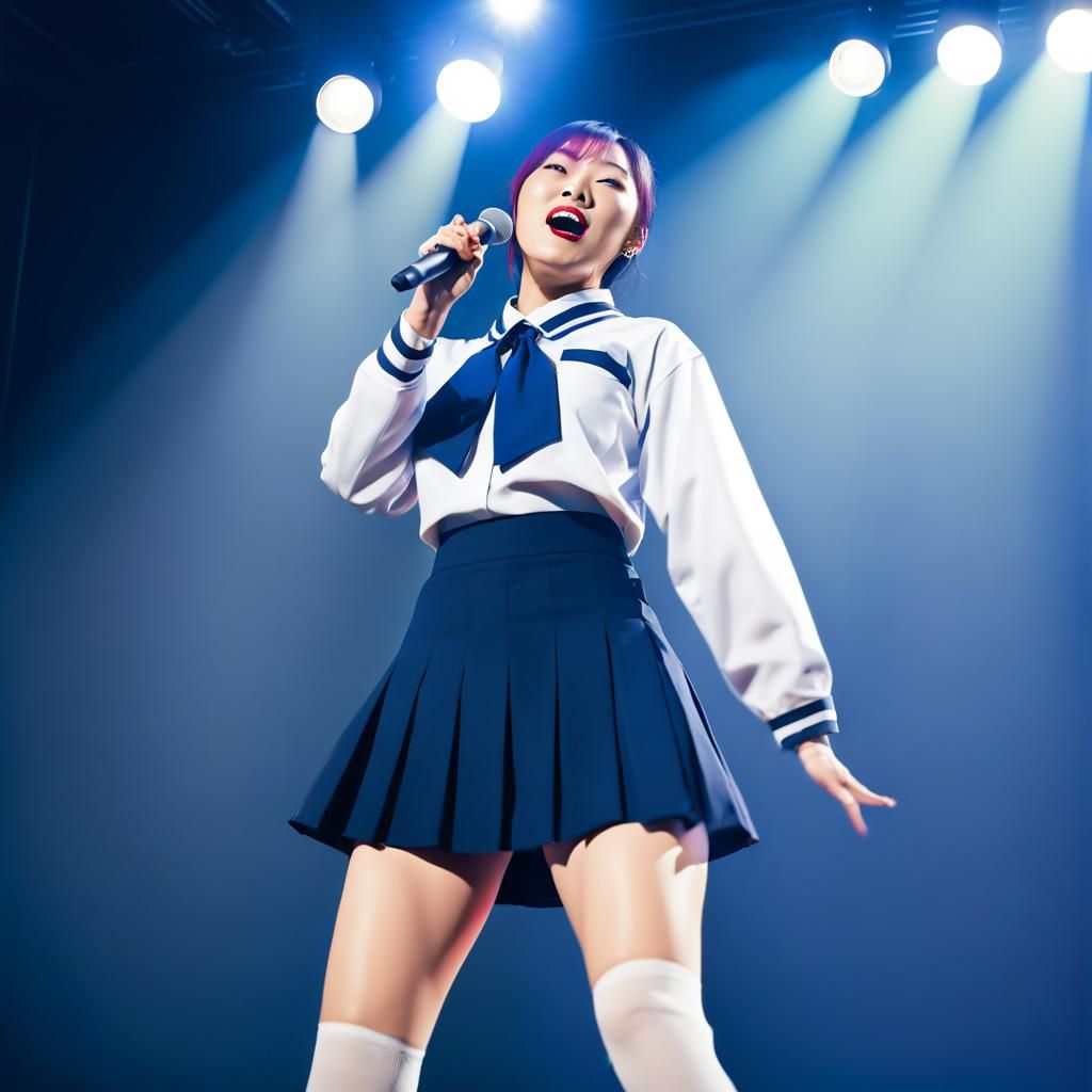 Asian Singer on Stage: Hyperrealistic Concept Art