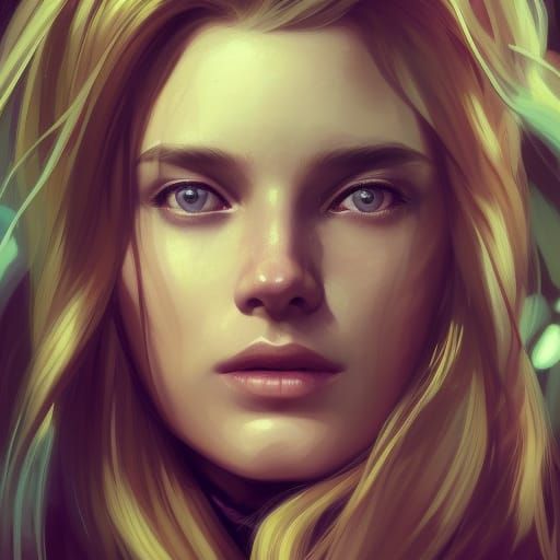 Orchid Garden Portrait in Art Nouveau Style