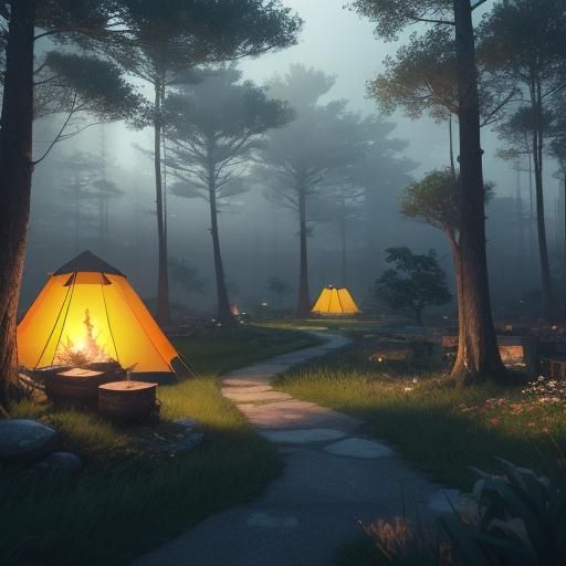 Lush Nomad Camp at Greenhaven: 3D Anime Art