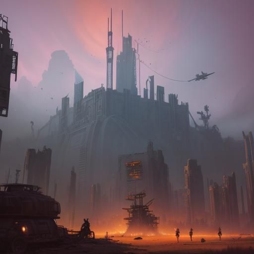 Post-Apocalyptic San Francisco with Golden Gate Bridge