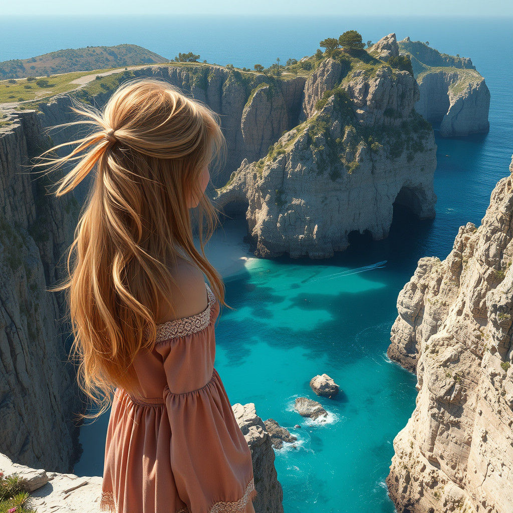 Girl on Cliffside, Matte Painting in Unreal Engine