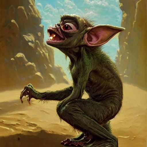 Hunchback Gremlin in Oil Painting Style