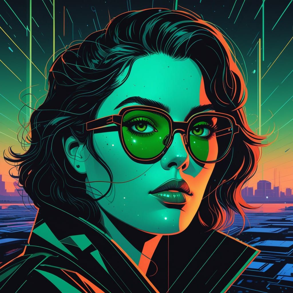 Memphis Style Minimalist Illustration of a Plus-Sized Girl i...