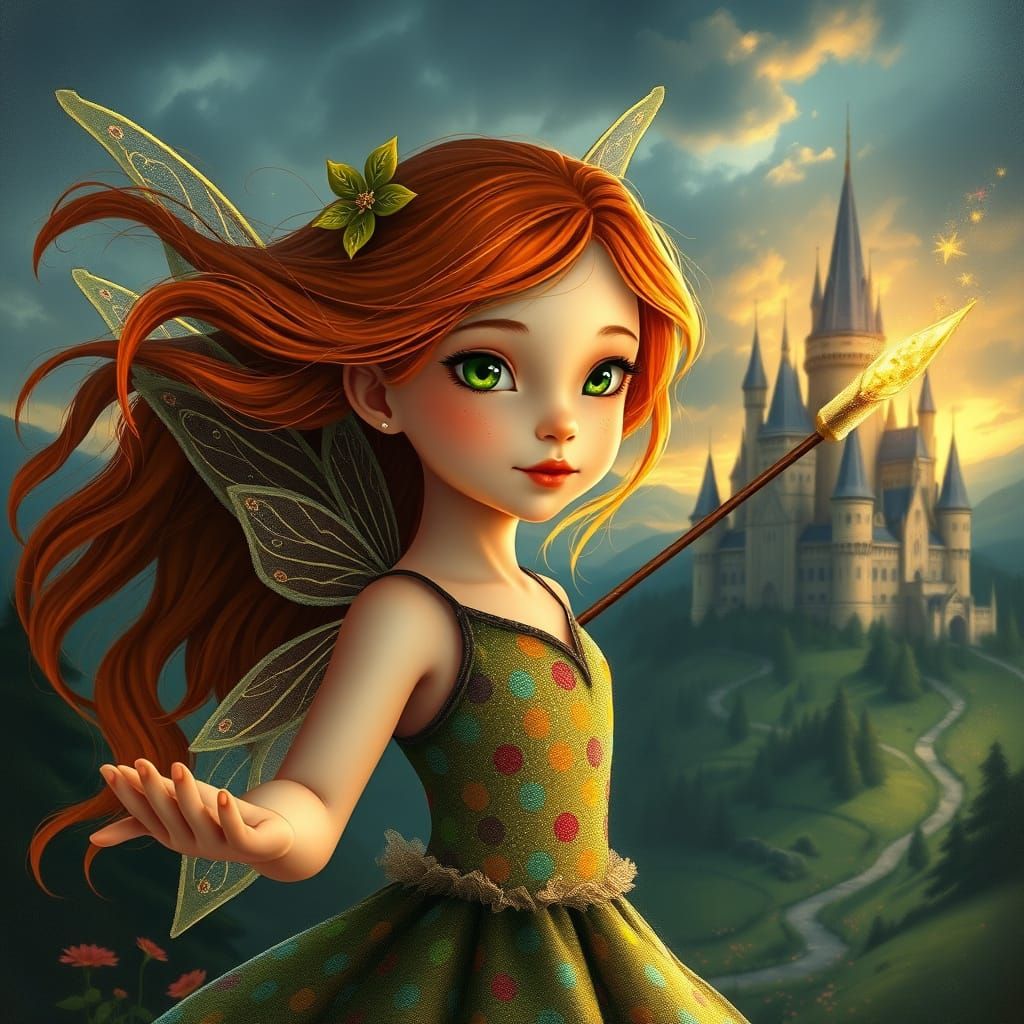 Enchanting Fairy Casting Spell in Fantasy Landscape