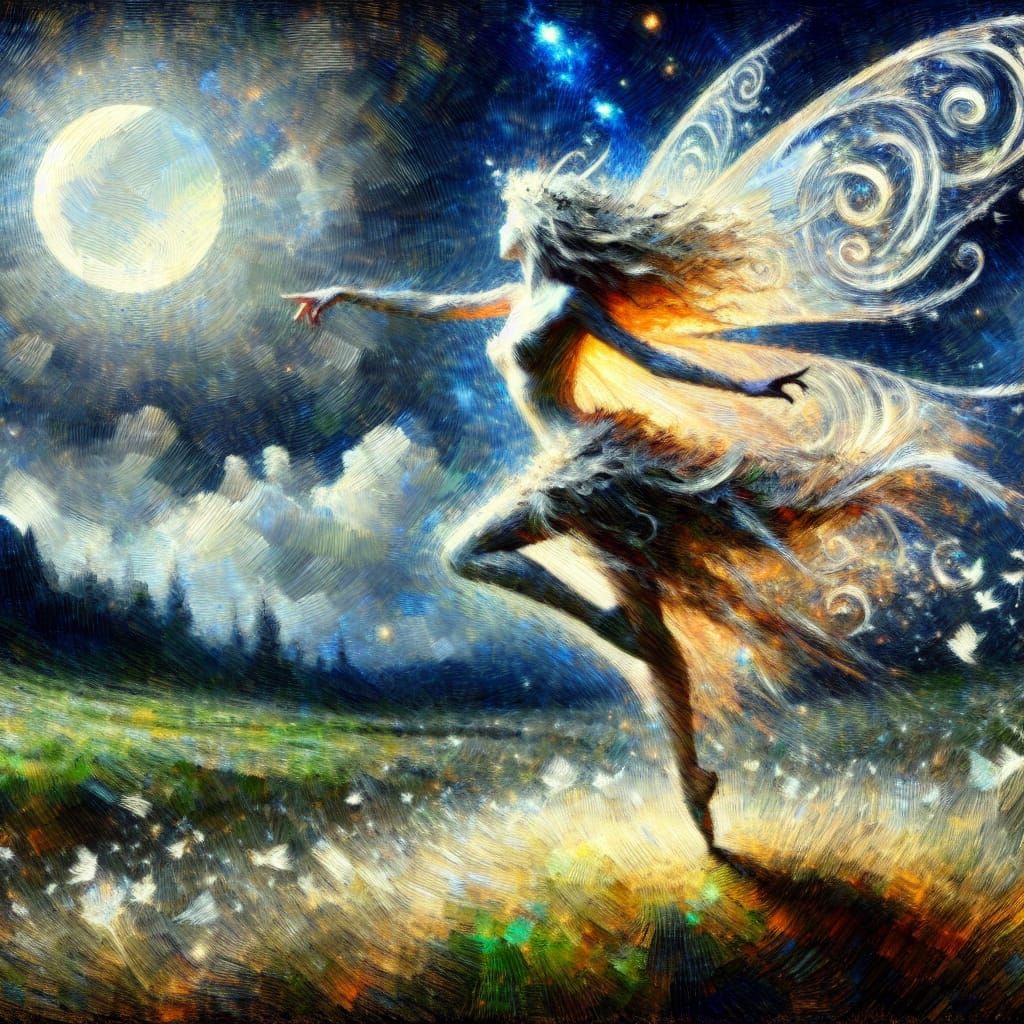 Celtic Fairy Dances in Moonlit Clearing