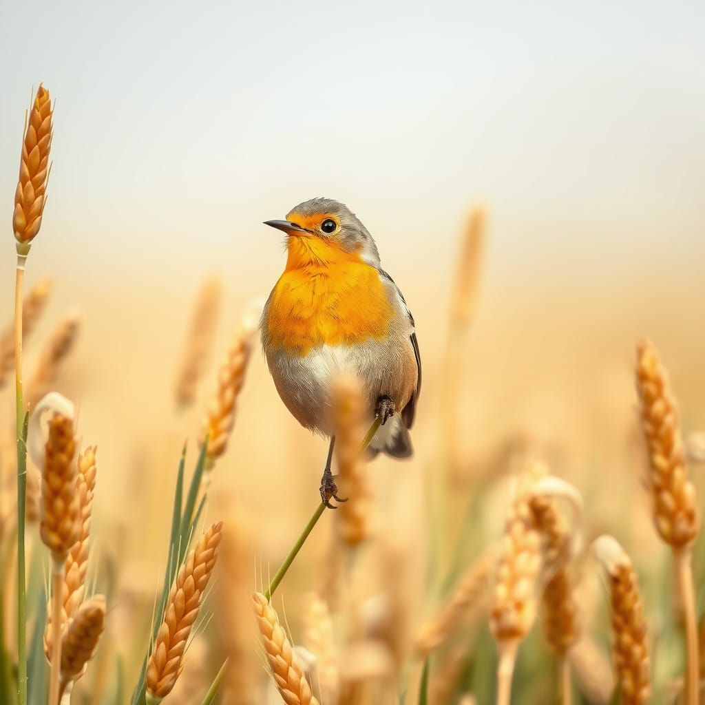 Robin's Pride in Golden Wheat Field