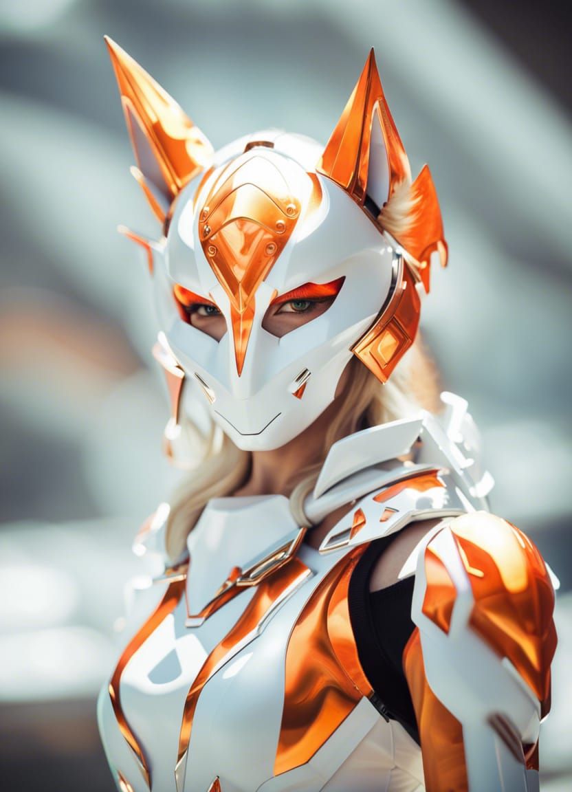 Android Kitsune Warrior in Metallic Armor