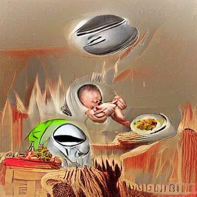 Crying Baby on the Moon with Aliens