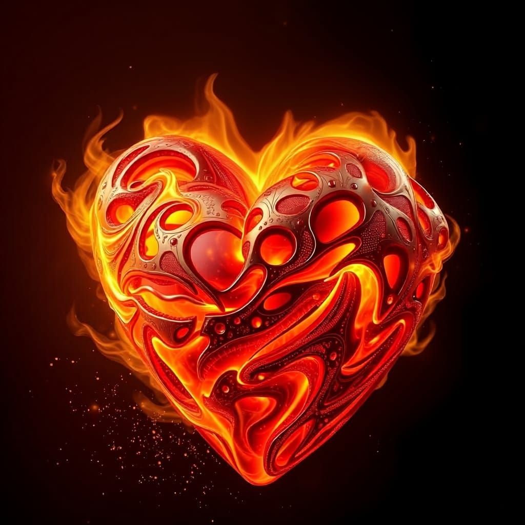 Fiery Heart in Luxurious Futuristic Style