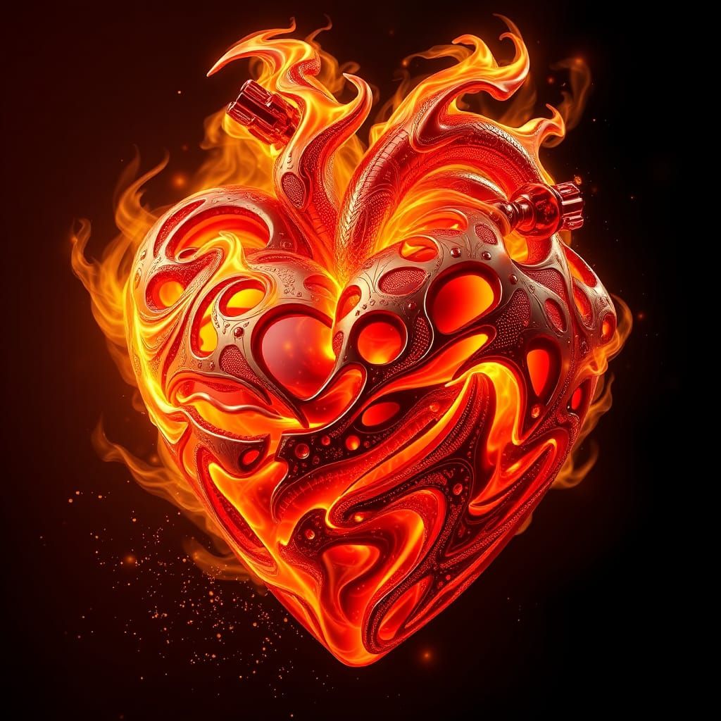 Fiery Heart in Luxurious Futuristic Style