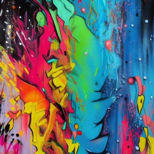 Colorful Waterfall as Graffiti Splash Art
