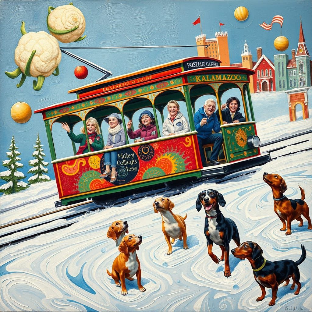 Whimsical Winter Wonderland in Dali's Surrealist Style