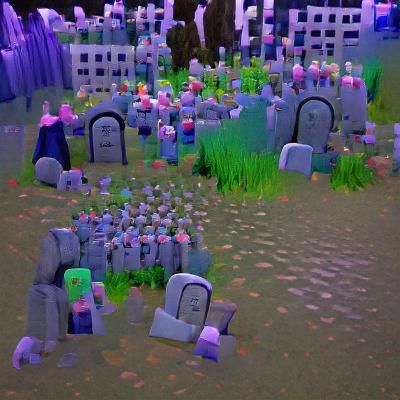 Eerie Graveyard Landscape in Gloomy Setting