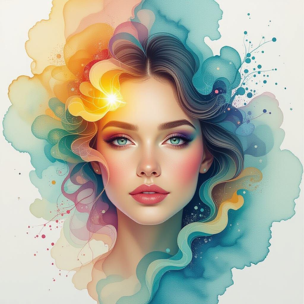 Vibrant Sundog with Interconnected Forms in Splash Art Style