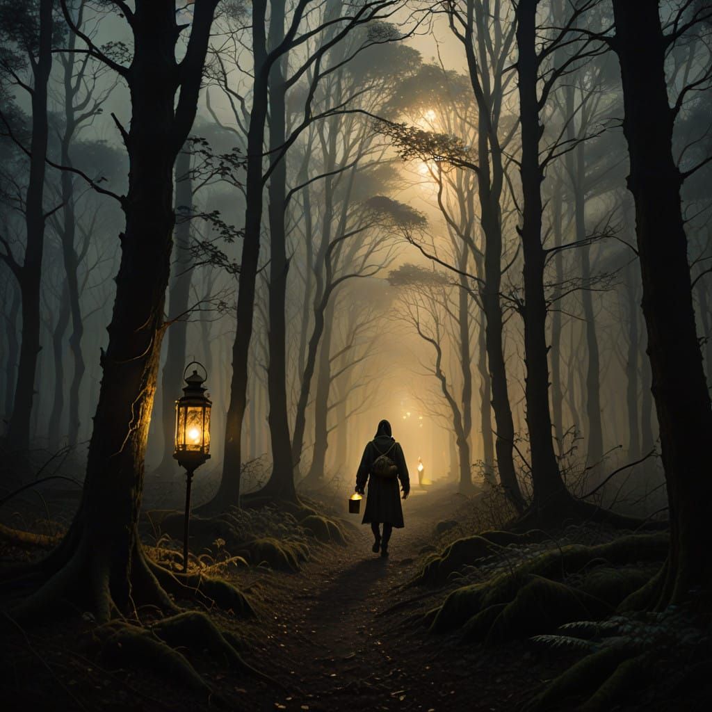 Mysterious Figure Emerges from Shadows in Golden Light