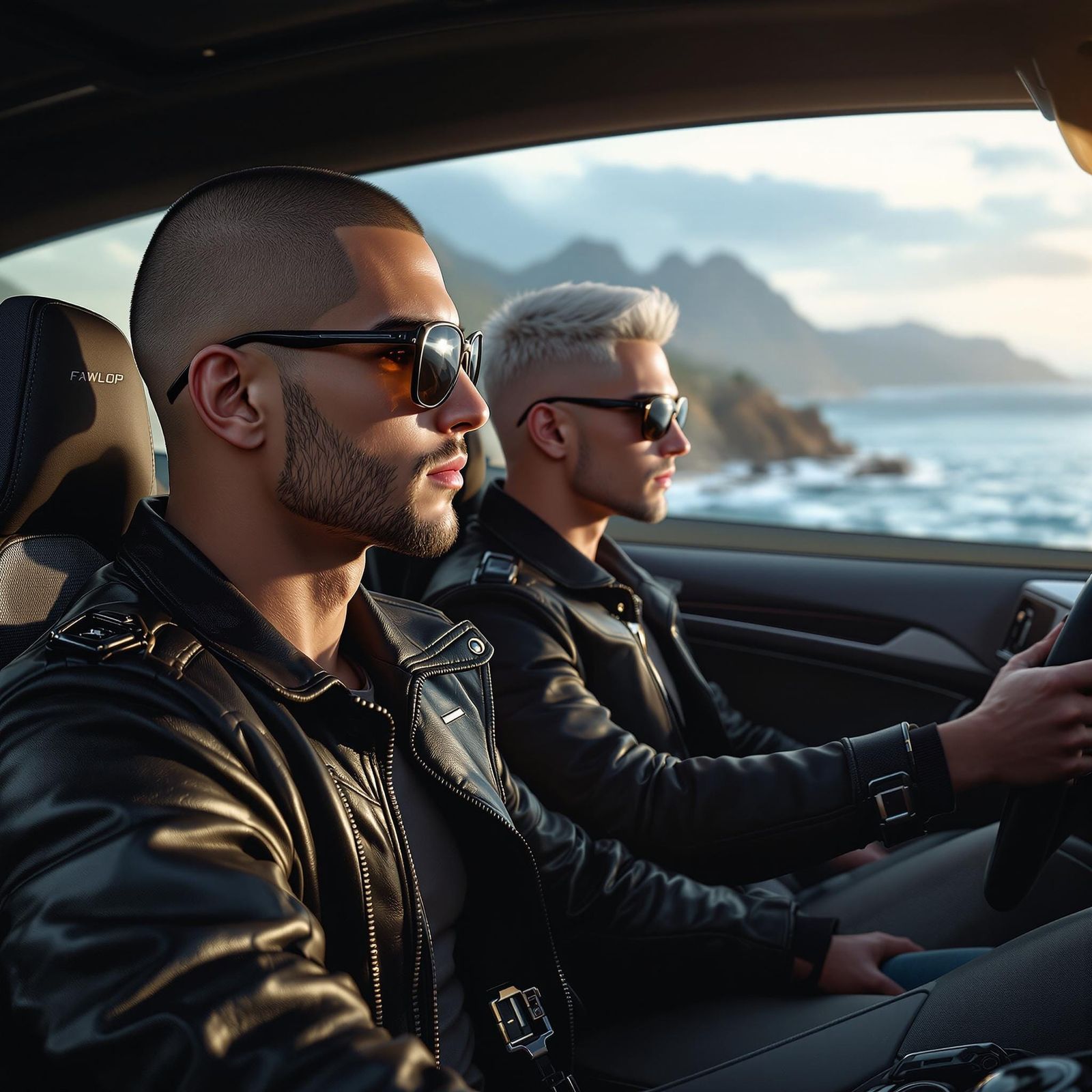 Coastal Drive in Hyperrealistic 3D Anime Style