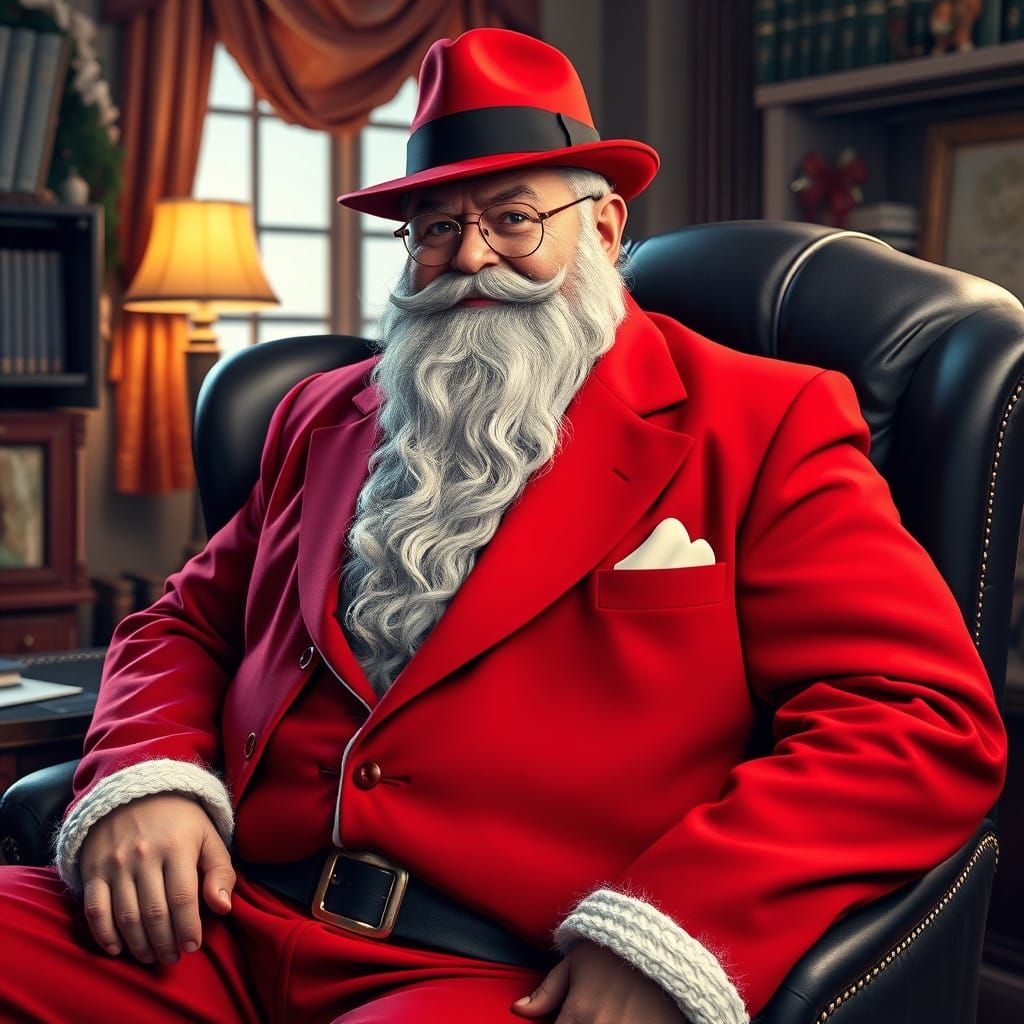 Vintage Santa Claus in a 1940s Christmas Office Setting