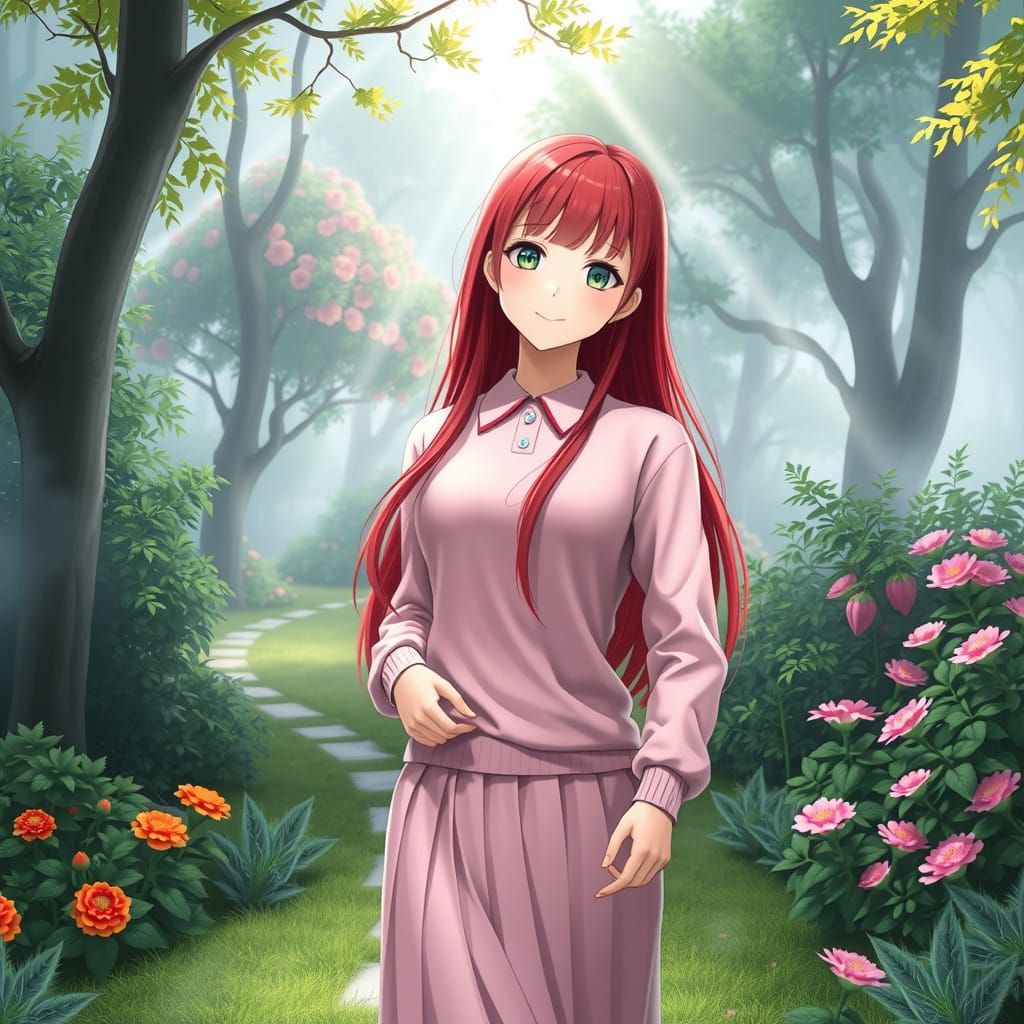 Serene Anime Goddess in Pastel Paradise