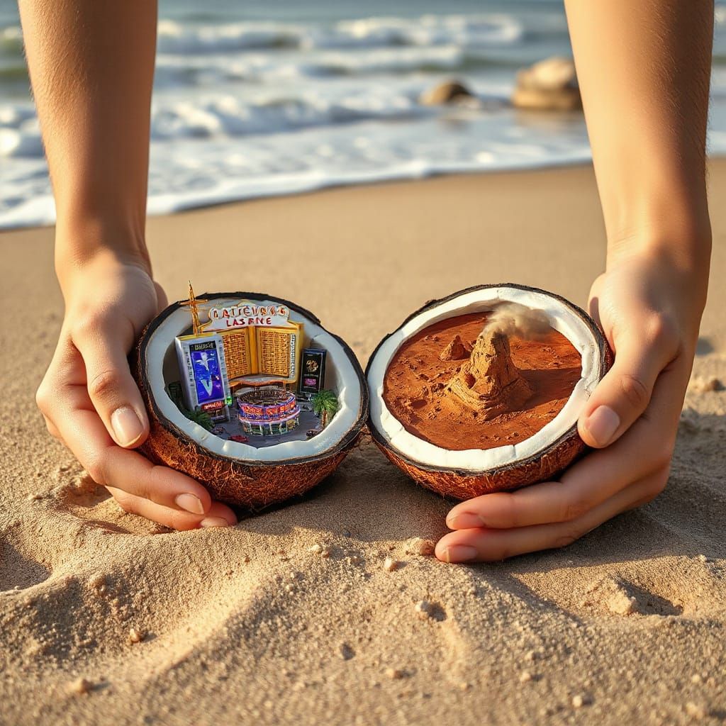Miniature Worlds in Coconuts: Vegas vs. Mars