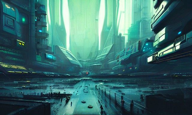 Ominous Cyberpunk City in Space: 8k Concept Art