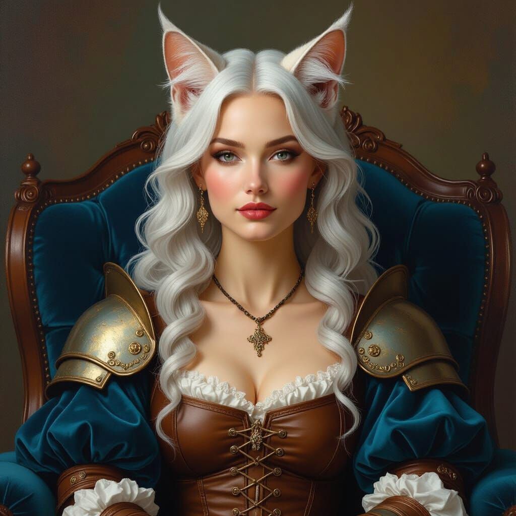 Regal Cat-Eared Woman in Renaissance Style
